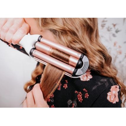 Concept KT2140 - Трійна плойка для волосся GLAM STYLE 100W/230V біла/рожеве золото