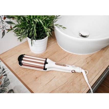 Concept KT2140 - Трійна плойка для волосся GLAM STYLE 100W/230V біла/рожеве золото