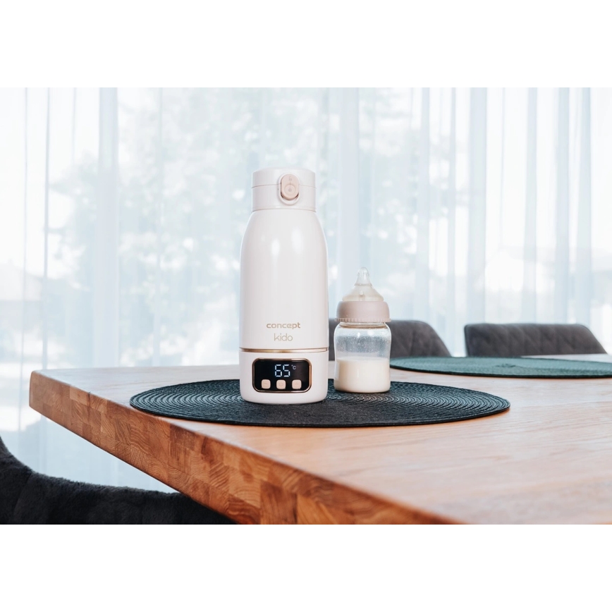 Concept OC4000 - портативный подогреватель воды и молока KIDO, 500 мл, 36 Вт/7,4 В, 5000 мА·ч, бежевый