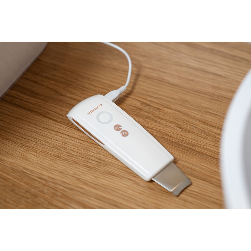 Concept PO2030 - Косметичний ультразвуковий шпатель PERFECT SKIN 2,5W/5V USB 600 mAh білий