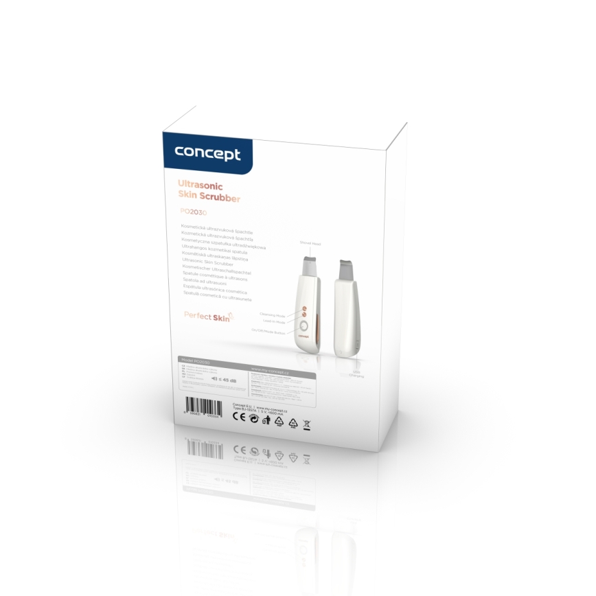 Concept PO2030 - Косметичний ультразвуковий шпатель PERFECT SKIN 2,5W/5V USB 600 mAh білий