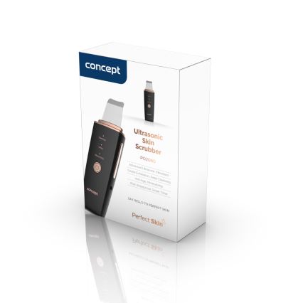 Concept PO2060 - Косметичний ультразвуковий шпатель PERFECT SKIN 3,5W/5V USB 500 mAh IPX6 чорний