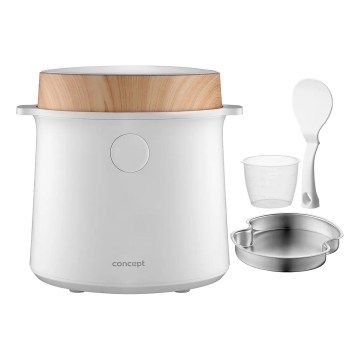 Concept RE3030 - Цифрова рисоварка 2 в 1 380W/230V 1,5 л білий/деревний декор
