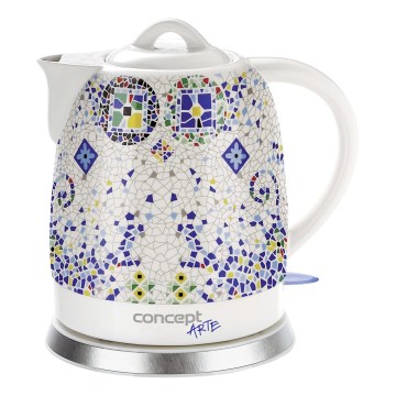 Concept RK0020 - Електричний чайник 1,5 л, 1350 Вт/230 В, різнокольоровий керамічний корпус