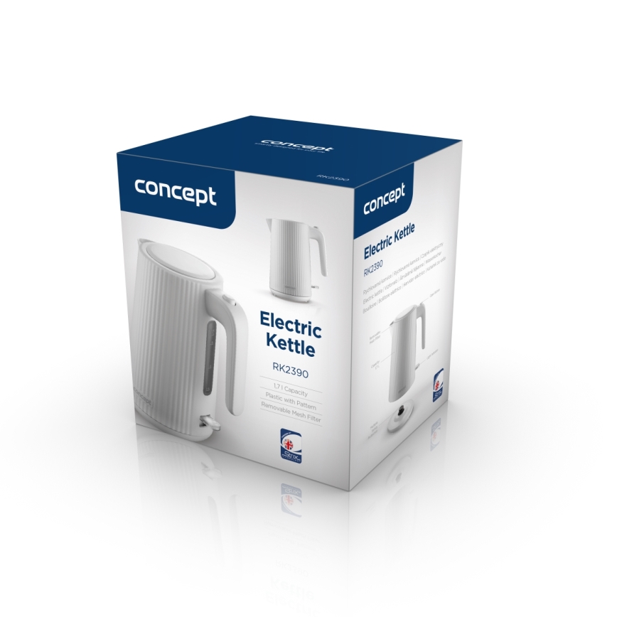 Concept RK2390 - Электрический чайник 1,7 л, 2200 Вт/230 В, белый