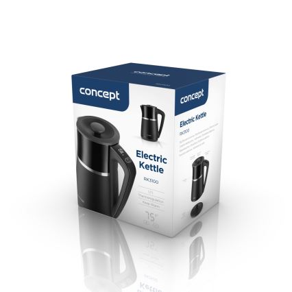 Concept RK3100 - Електричний чайник з регулюванням температури 1,7 л 2200W/230V чорний
