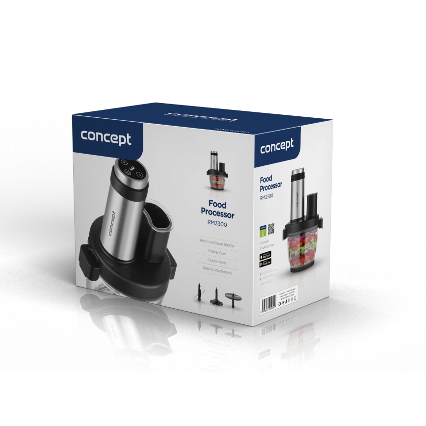 Concept RM3300 - Кухонный комбайн с теркой 1000W/230V черный/нержавеющая сталь