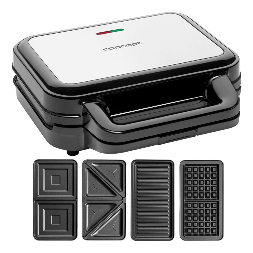 Concept SV3070 - Тостер XXL 4 в 1 900 Вт/230 В черный/нержавеющая сталь