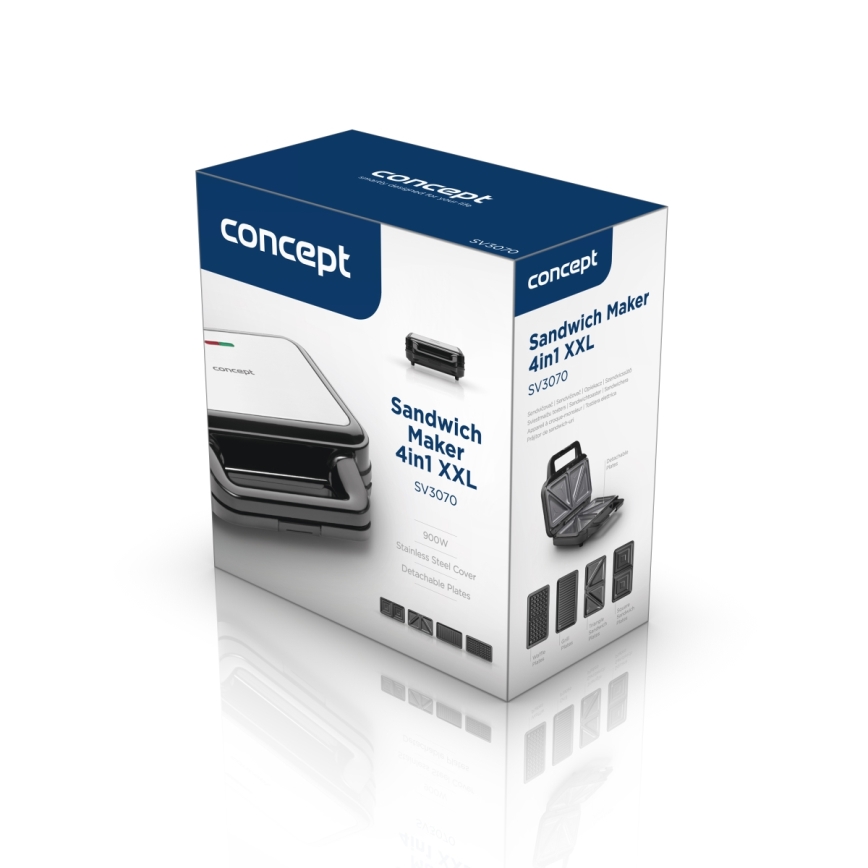 Concept SV3070 - Тостер XXL 4 в 1 900 Вт/230 В черный/нержавеющая сталь