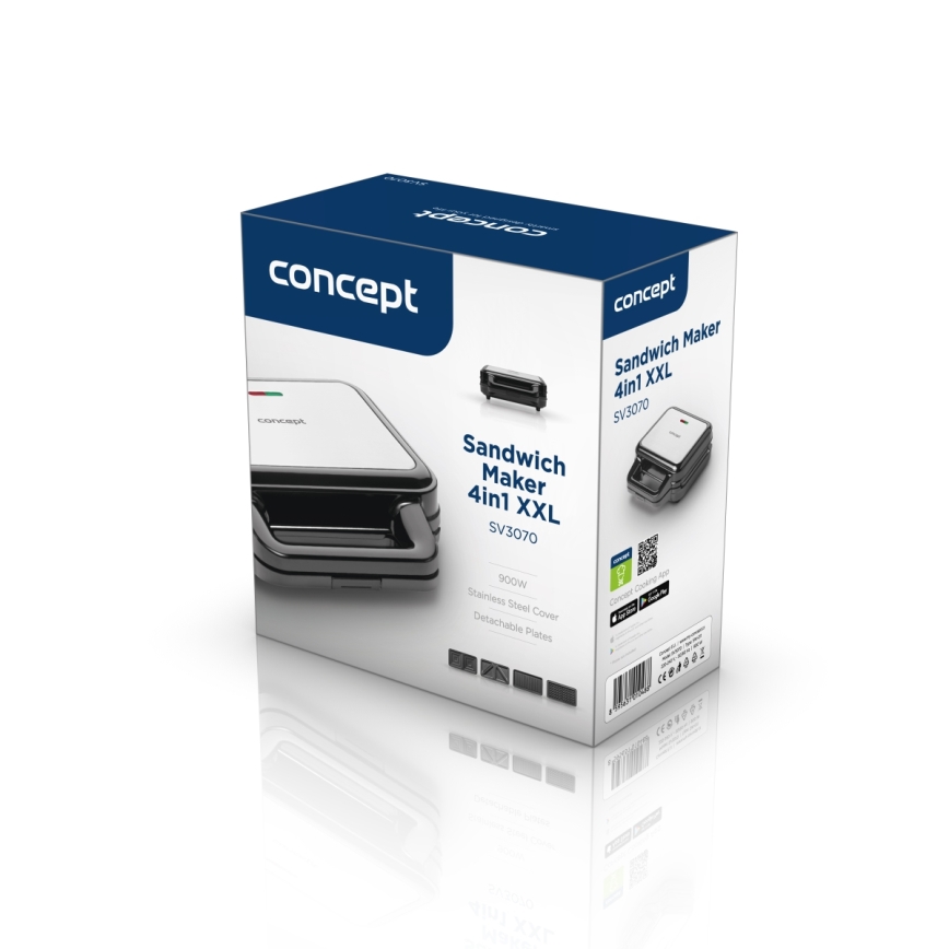 Concept SV3070 - Тостер XXL 4в1 900Вт/230В чорний/нержавіюча сталь
