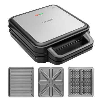 Concept SV3080 - Тостер FAMILY 3 в 1 1200 Вт/230 В чорний/нержавіюча сталь