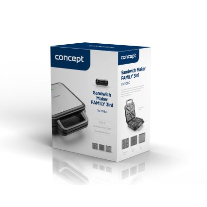 Concept SV3080 - Тостер FAMILY 3 в 1 1200 Вт/230 В черный/нержавеющая сталь