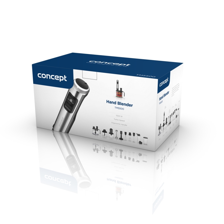 Concept TM5500 - Блендер ручний з аксесуарами 1500W/230V чорний/нержавіюча сталь