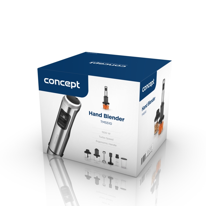 Concept TM5510 - Блендер ручний з аксесуарами 1500W/230V чорний/нержавіюча сталь