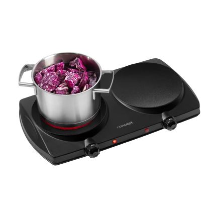 Concept VE3060 - Двоконфоркова електроплитка 2500 Вт/230 В чорна