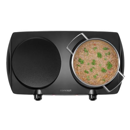 Concept VE3060 - Двоконфоркова електроплитка 2500 Вт/230 В чорна