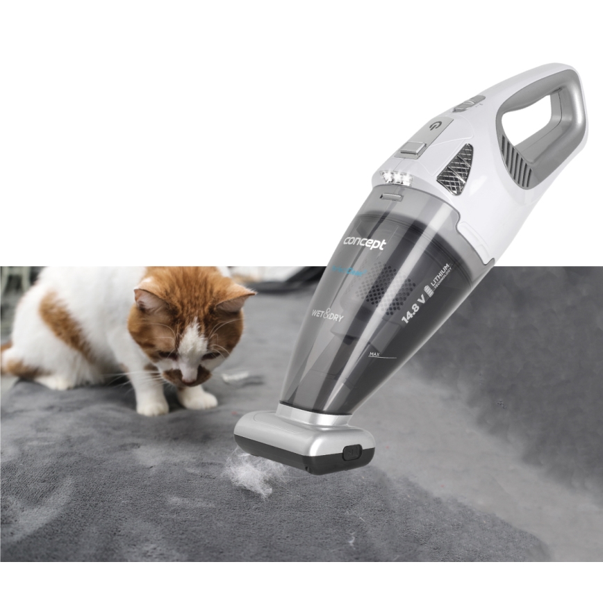 Concept VP4370 - Ручной пылесос WET & DRY PERFECT CLEAN 90 Вт/14,8 В 2200 мАч белый