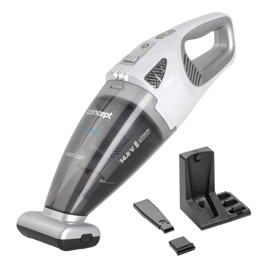 Concept VP4370 - Ручний пилосос WET & DRY PERFECT CLEAN 90W/14,8V 2200 mAh білий