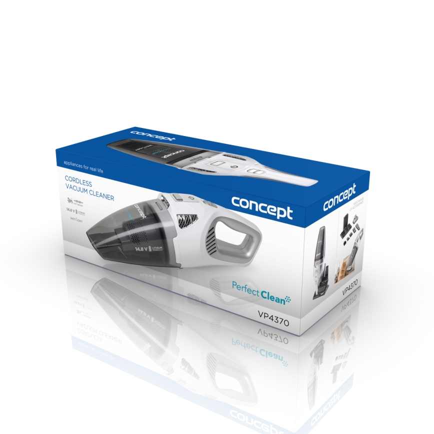 Concept VP4370 - Ручний пилосос WET & DRY PERFECT CLEAN 90W/14,8V 2200 mAh білий