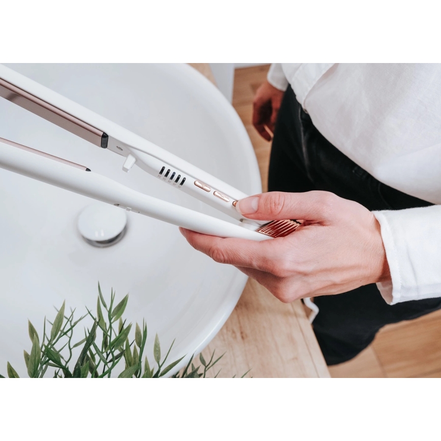 Concept VZ2110 - Випрямляч для волосся GLAM STYLE 48W/230V білий/рожево-золотий