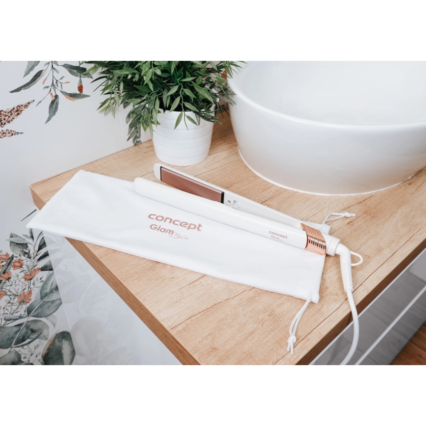 Concept VZ2110 - Выпрямитель для волос GLAM STYLE 48 Вт/230 В белый/розовое золото