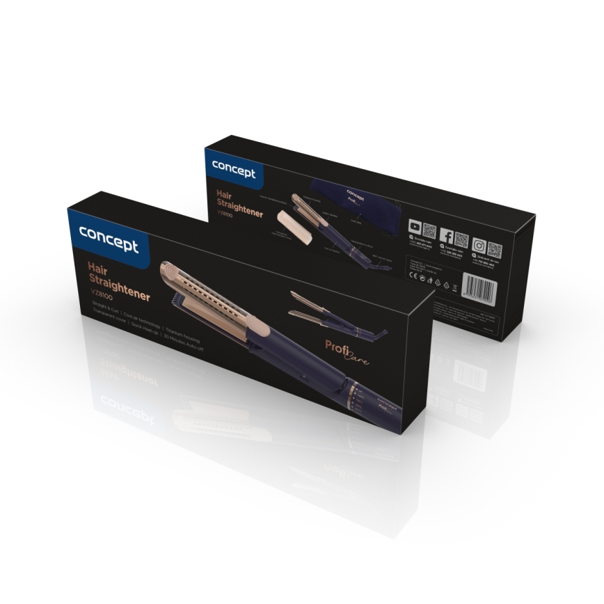 Concept VZ8100 - випрямляч для волосся PROFI CARE, 60 Вт/230 В, синій/золотий