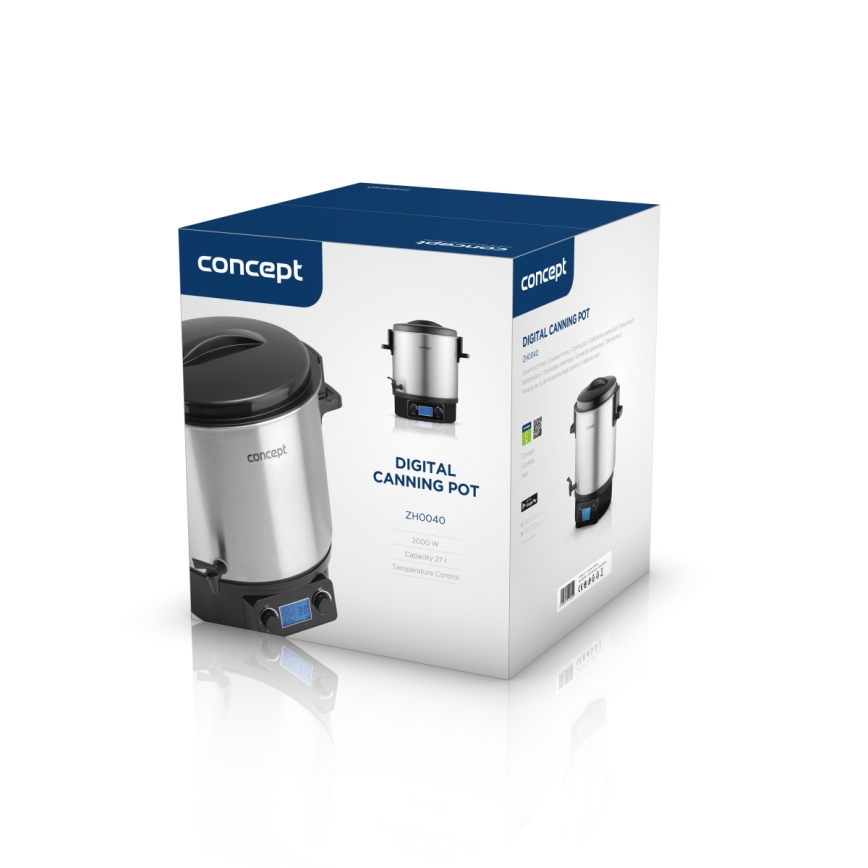 Concept ZH0040 - Каструля для консервування 27 л 2000W/230V нержавіюча сталь/чорний