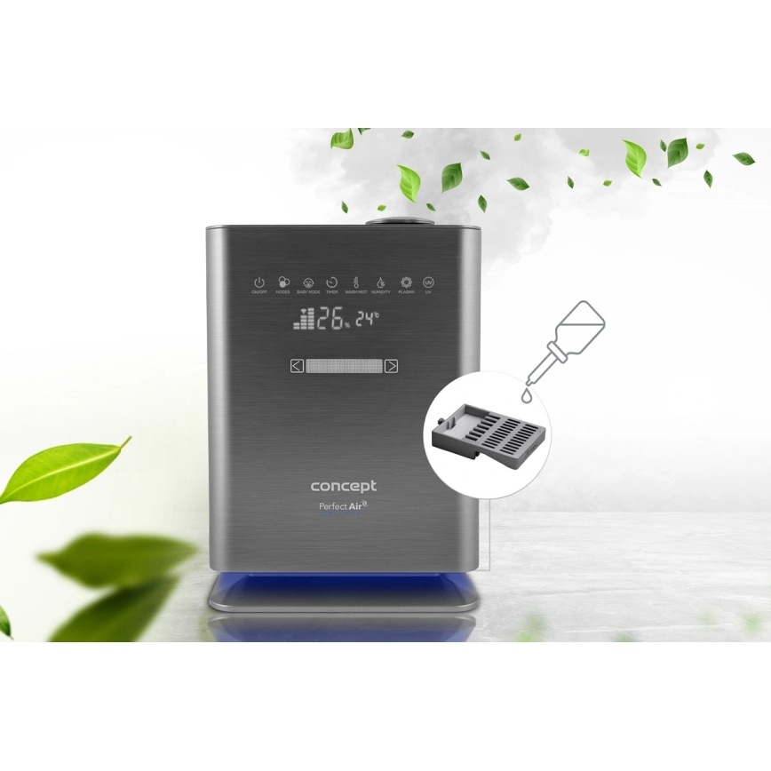 Concept ZV2021-  Увлажнитель воздуха с аромадиффузором PERFECT AIR SMART 4,6 л 110 Вт/230 В Wi-Fi антрацит + дистанционное управление