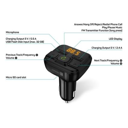 CONNECT IT CCC-8600-BK - Автомобільний FM-трансмітер з функцією handsfree чорний