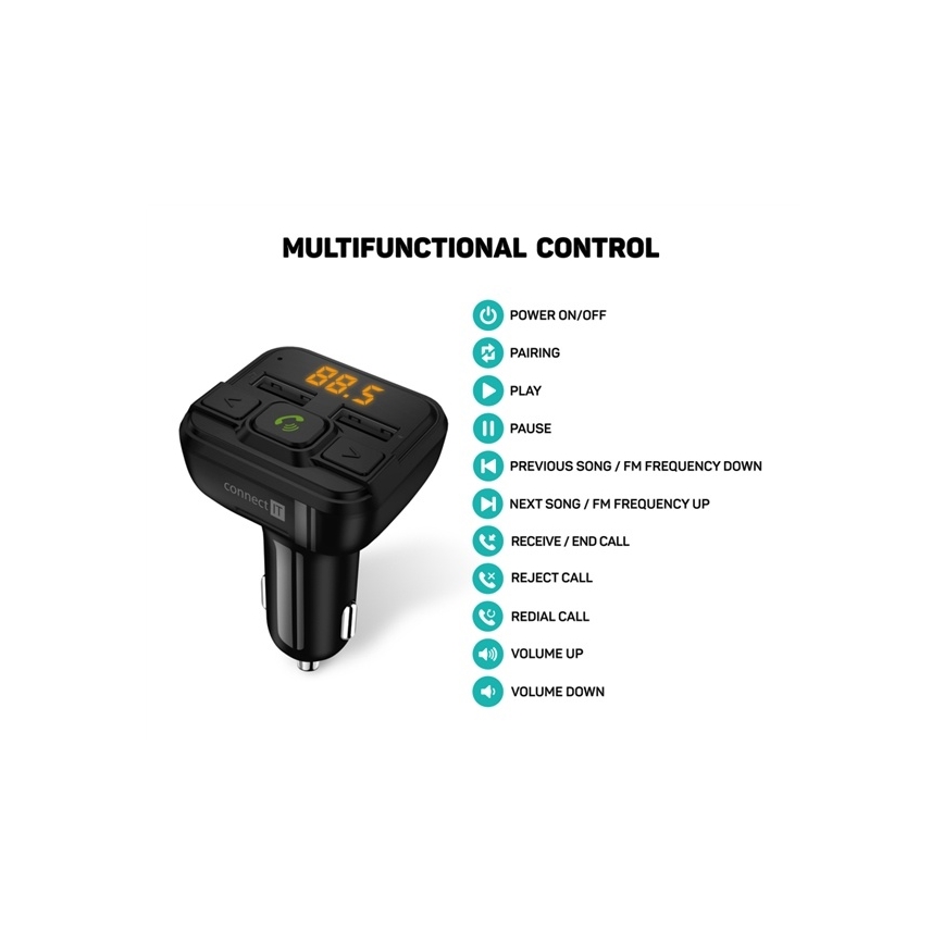 CONNECT IT CCC-8600-BK - Автомобільний FM-трансмітер з функцією handsfree чорний
