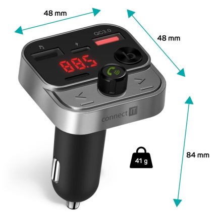 CONNECT IT CCC-8900-AN - Автомобільний FM-трансмітер з функцією handsfree чорний/срібний