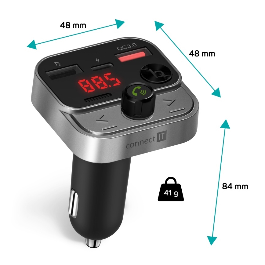 CONNECT IT CCC-8900-AN - Автомобільний FM-трансмітер з функцією handsfree чорний/срібний