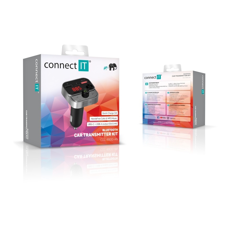 CONNECT IT CCC-8900-AN - Автомобільний FM-трансмітер з функцією handsfree чорний/срібний