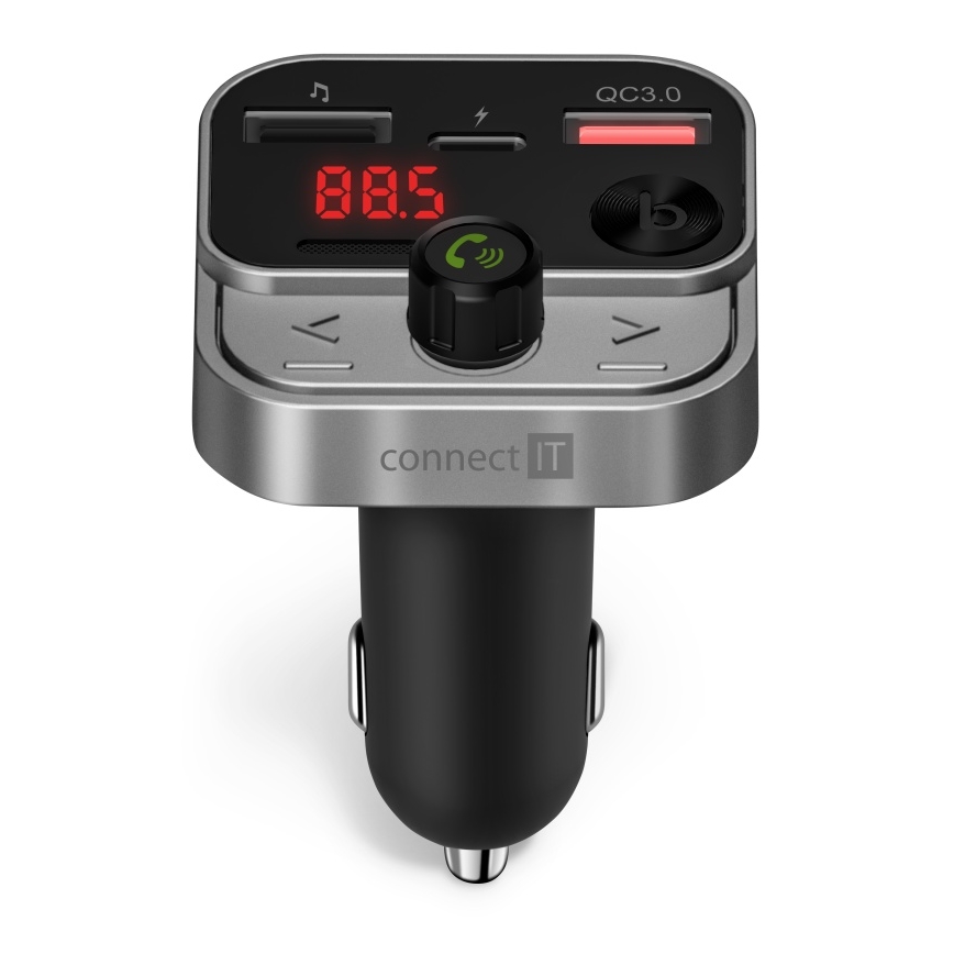 CONNECT IT CCC-8900-AN - FM трансмітер для автомобіля з функцією гучного зв’язку чорний/сріблястий