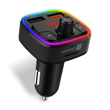 CONNECT IT CCC-9090-BK - LED RGB Автомобільний FM-трансмітер з функцією handsfree чорний