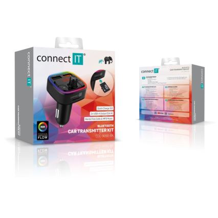 CONNECT IT CCC-9090-BK - LED RGB Автомобільний FM-трансмітер з функцією handsfree чорний