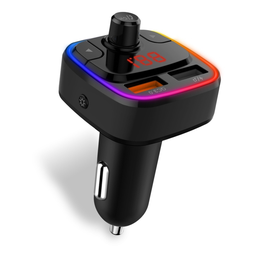 CONNECT IT CCC-9090-BK - Светодиодный RGB FM-передатчик для автомобиля с функцией громкой связи черный