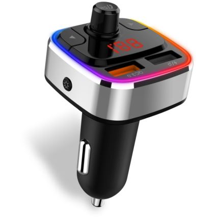 CONNECT IT CCC-9090-SL - LED RGB Автомобільний FM-трансмітер з функцією handsfree чорний/срібний