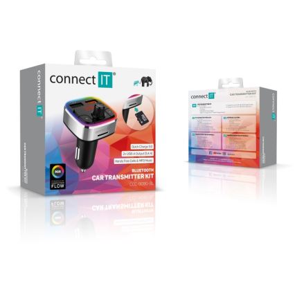 CONNECT IT CCC-9090-SL - LED RGB Автомобільний FM-трансмітер з функцією handsfree чорний/срібний