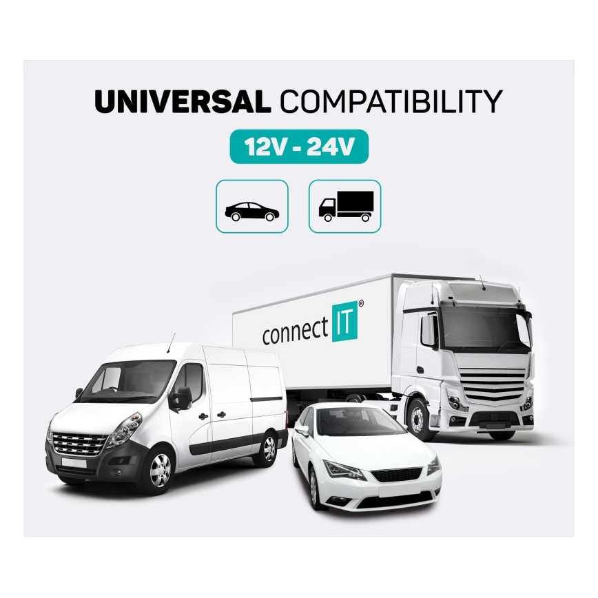 CONNECT IT CCC-9090-SL - Светодиодный RGB FM-передатчик для автомобиля с функцией громкой связи черный/серебристый