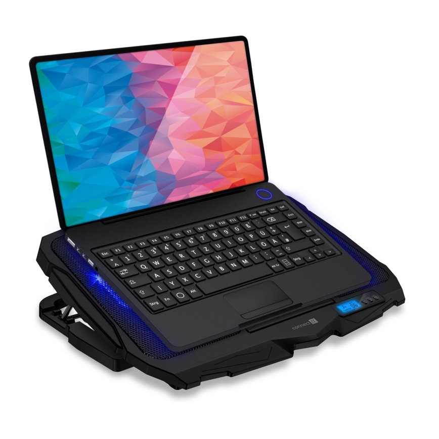 CONNECT IT CCP-2200-BK - Охолоджувальна підставка для ноутбука 4x вентилятор 2xUSB чорний/синій