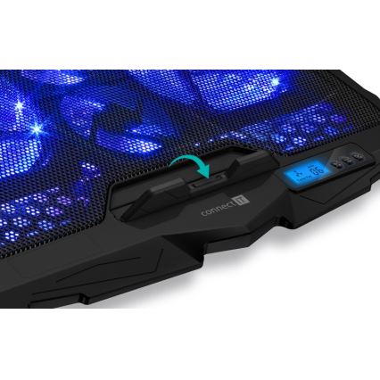 CONNECT IT CCP-2200-BK - Охолоджувальна підставка для ноутбука 4x вентилятор 2xUSB чорний//синій
