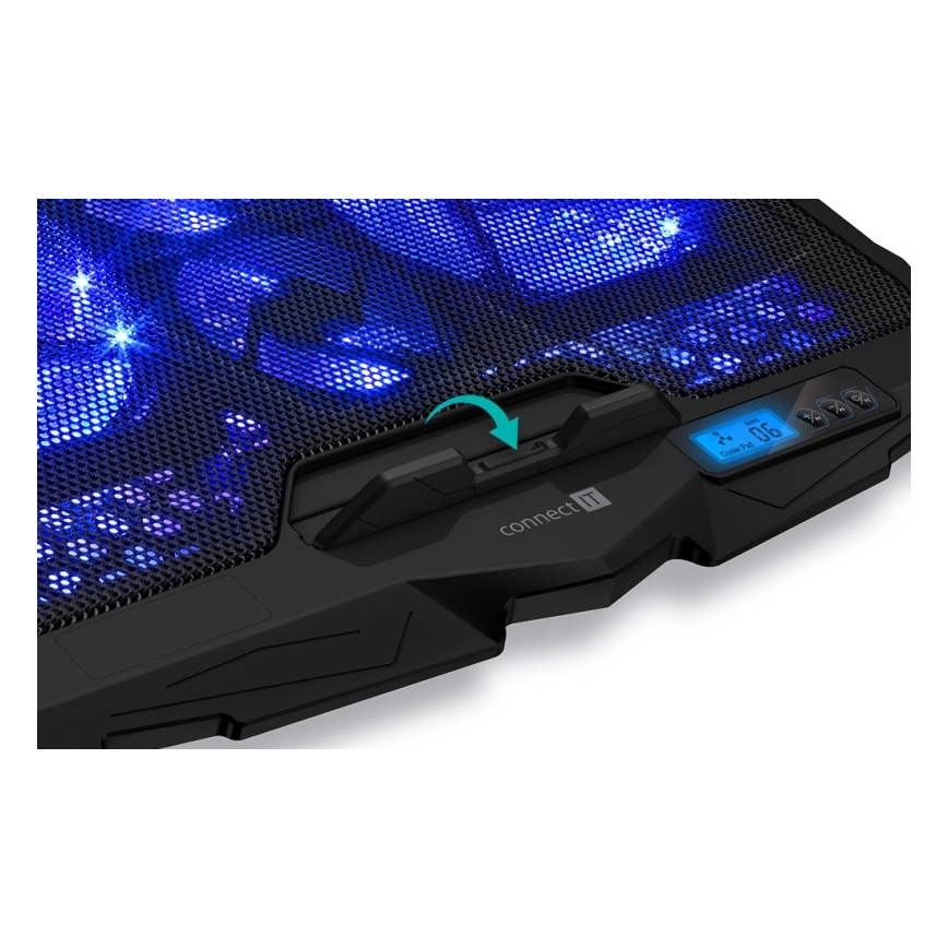 CONNECT IT CCP-2200-BK - Охолоджувальна підставка для ноутбука 4x вентилятор 2xUSB чорний//синій