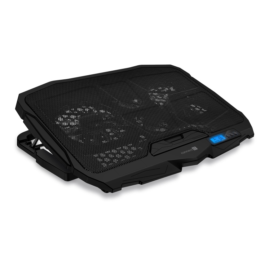 CONNECT IT CCP-2200-BK - Охолоджувальна підставка для ноутбука 4x вентилятор 2xUSB чорний//синій