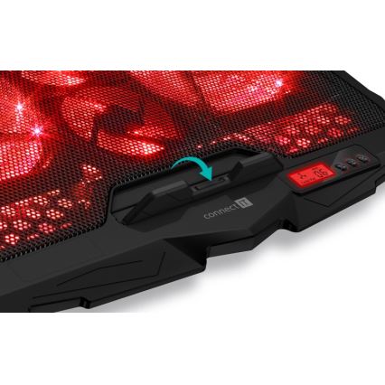 CONNECT IT CCP-2200-RD - Охолоджуюча підставка для ноутбука 4x вентилятор 2xUSB чорний/червоний