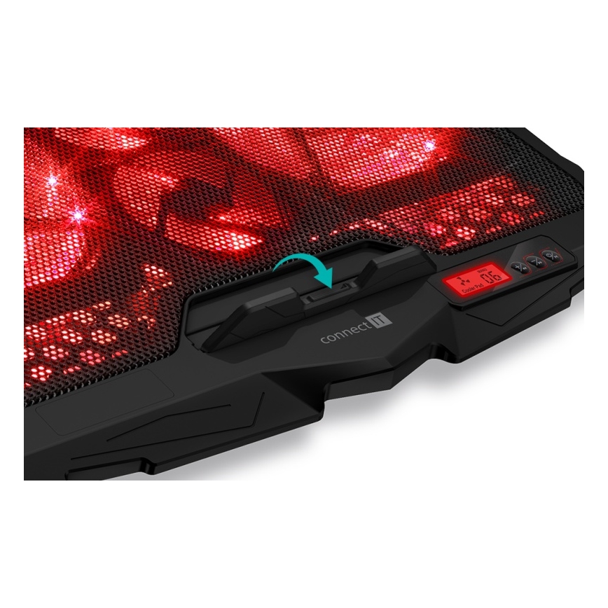 CONNECT IT CCP-2200-RD - Охолоджуюча підставка для ноутбука 4x вентилятор 2xUSB чорний/червоний