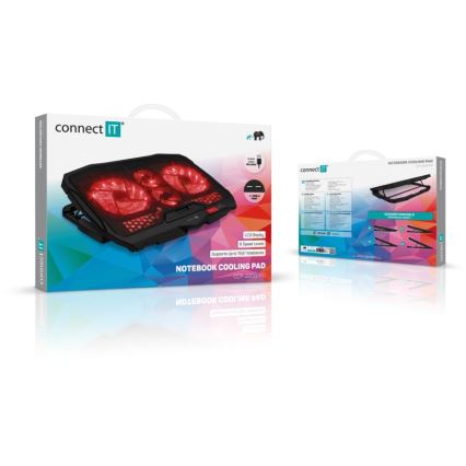 CONNECT IT CCP-2200-RD - Охолоджуюча підставка для ноутбука 4x вентилятор 2xUSB чорний/червоний