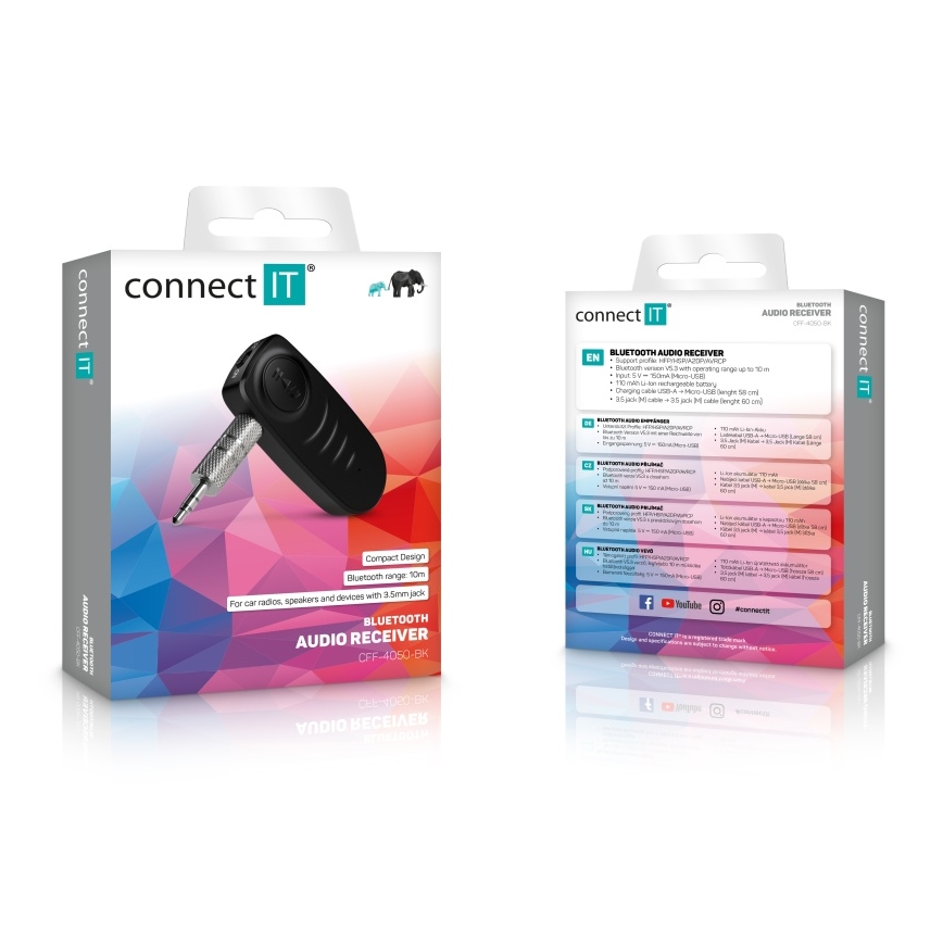 CONNECT IT CFF-4050-BK - Bluetooth-аудиоприемник AUX 110 mAh