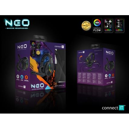 CONNECT IT CHP-3595-BK - Светодиодные проводные игровые RGB-наушники с микрофоном черный