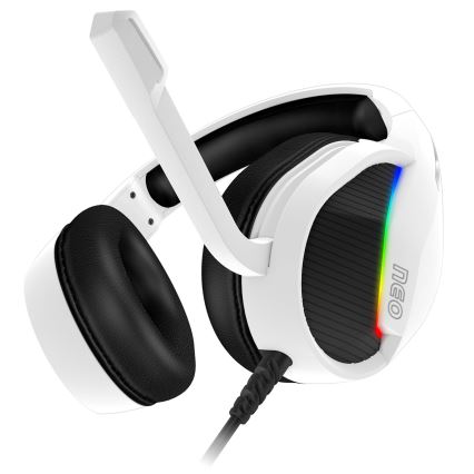 CONNECT IT CHP-3595-WH - LED RGB Дротові ігрові навушники з мікрофоном білий/чорний